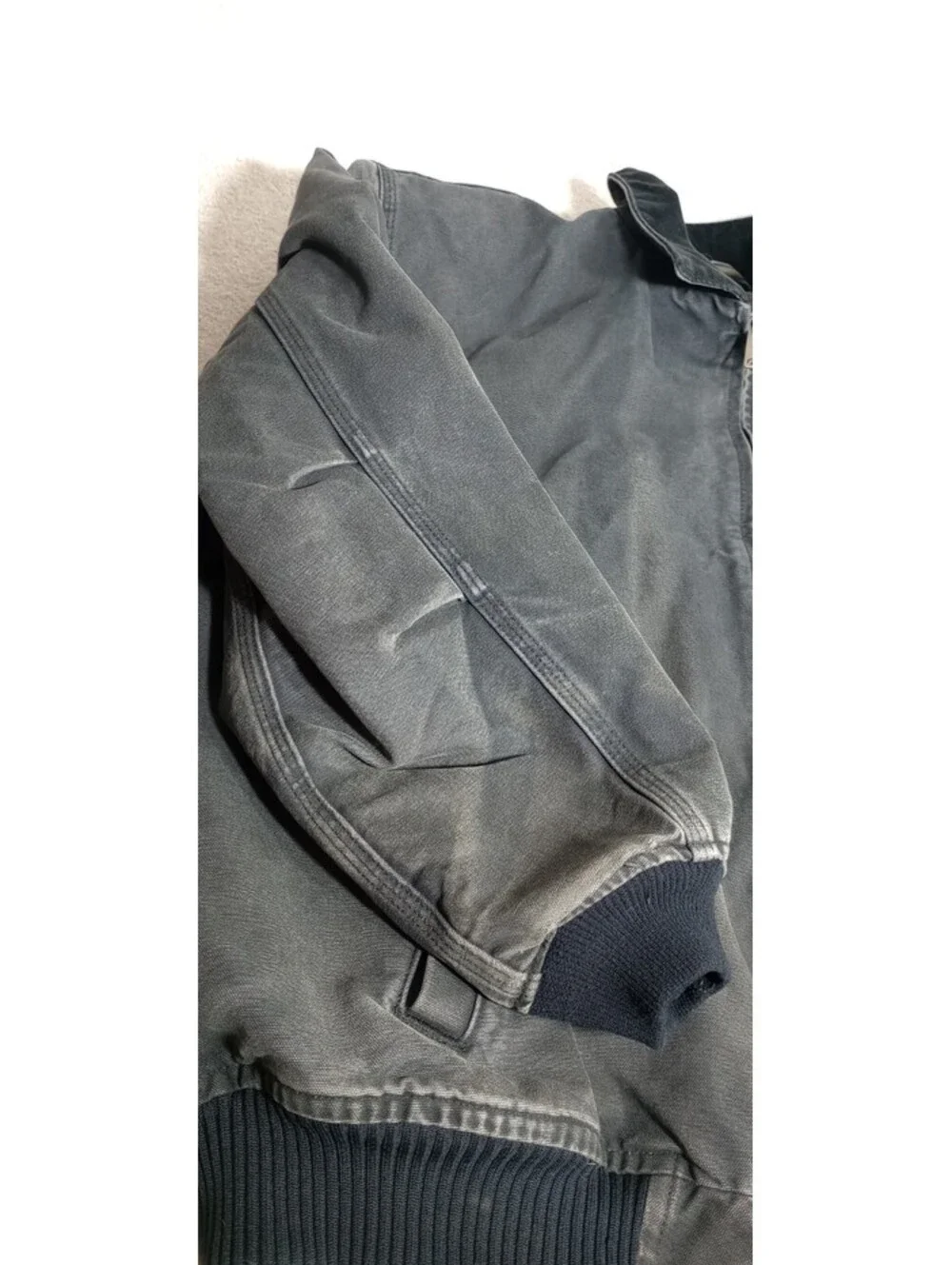 Vtg Carhartt Jacket 101228 BANGSTON Lined Men's Corduroy Collar Distressed Gray